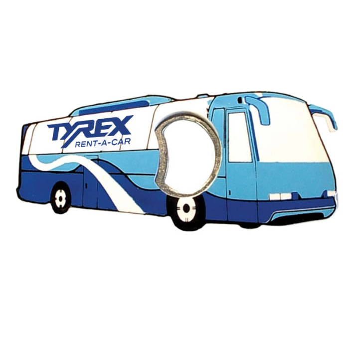Imprinted Jumbo Size Bus Shape Magnetic Bottle Openers