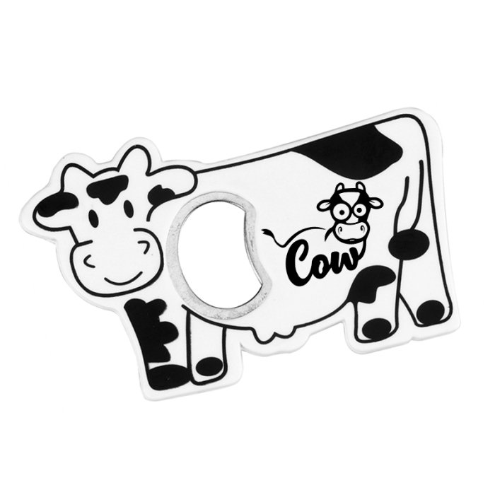 Imprinted Jumbo Size Cow Shape Magnetic Bottle Openers