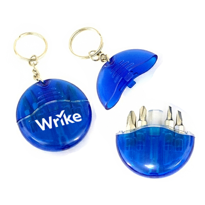 Imprinted Mini 4-in-1 Screwdriver Tool Set Keychains