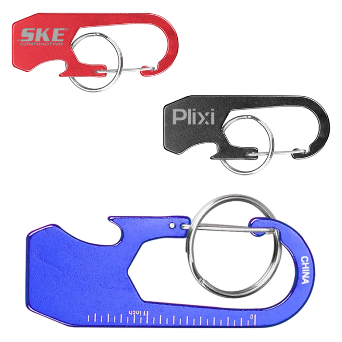 Imprinted Ruler Carabiner Bottle Openers with Key Ring