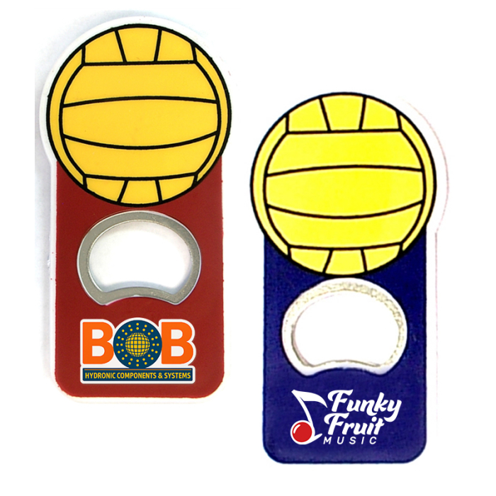 Imprinted Volleyball Shape Magnetic Bottle Openers