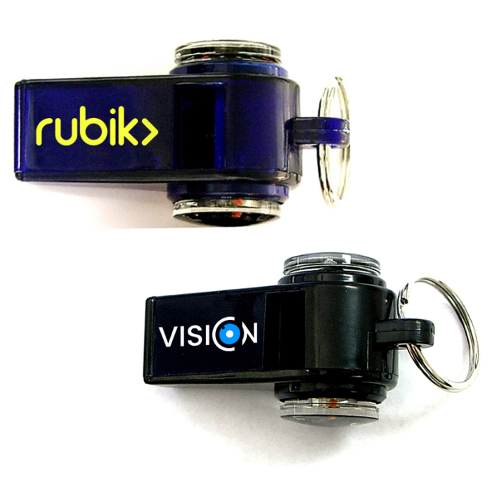 Imprinted Whistles with Compass Thermometer Key Chain