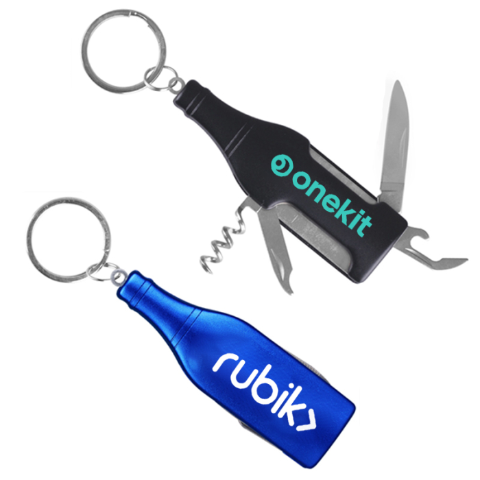 Personalized 6-in-1 Multi-Function Bottle Openers with Key Ring