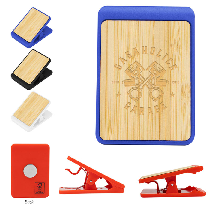 Personalized Magnetic Clips with Bamboo Accents