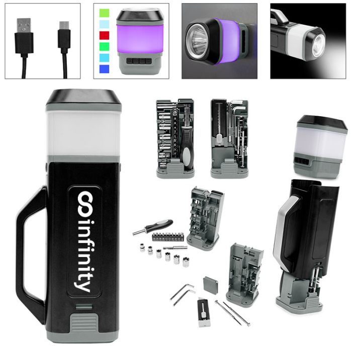 Promotional 24-Piece Tool Sets with Rechargeable LED Light