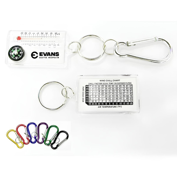 Promotional Compass and Thermometer Keychain