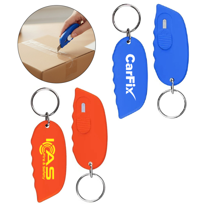 Promotional Mini Blade Box Cutters With Grip Handle Keychain