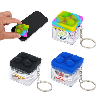 Push Pop Charging Cables with Keyring and Screen Cleaner