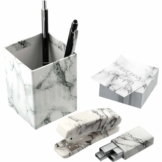 4 Piece Faux Marble Desktop Sets