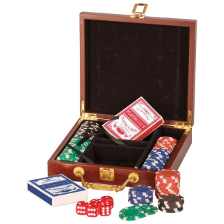 Rosewood Finish 100 Chip Poker Sets