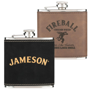 6 Oz Leatherette Wrapped Stainless Steel Hip...
