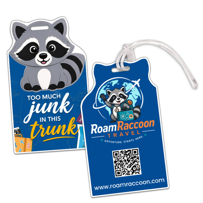 2.5x4.25 Customized Raccoon Shaped Full Color Double Sided Luggage Tags - 50 Mil