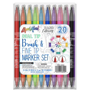 Dual Tip Brush and Fine Tip 20 Pack Marker Sets