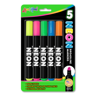 USA Made Set of 5 Neon Broadline Watercolor Markers