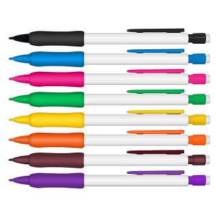 Mechanical Pencils White Barrel with Rubber Grip