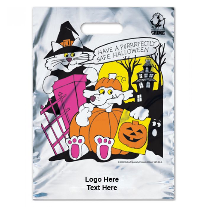 Custom Printed Cat & Dog Halloween Metallic Bags