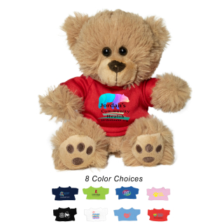 6 Inch Plush Teddy Bears with Choice of T-Shirt Color