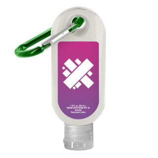 1.9 Oz SPF 30 Sunscreen in Clear Bottles with Carabiner
