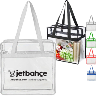 Contrast Binding Clear PVC Transparent Tote Bags