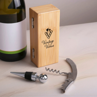 2-Piece Bamboo Wine Opener Sets With Magnetic Closure