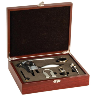 Rosewood Finish 5 Piece Wine Tool Gift Sets