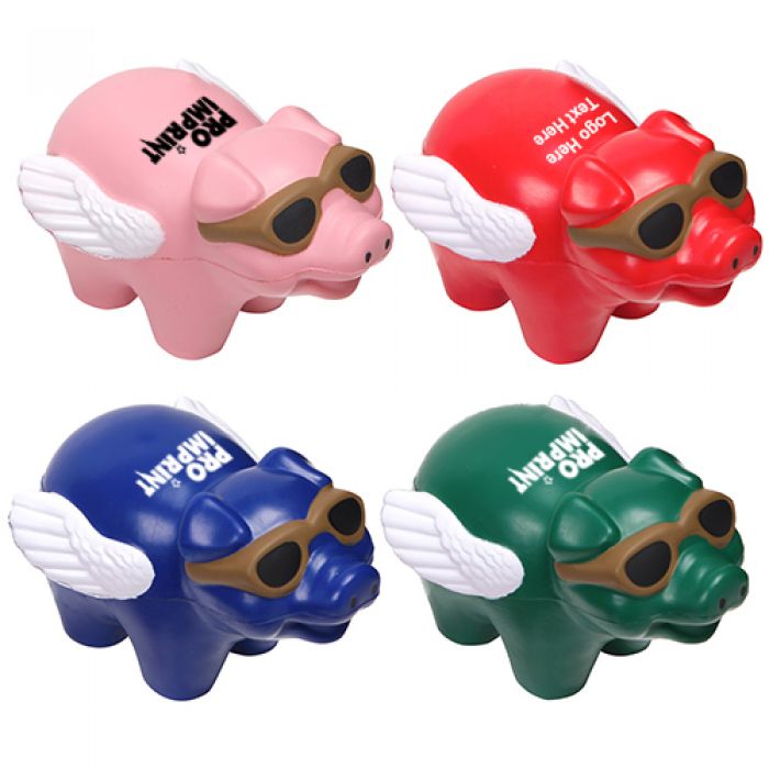 Custom Printed Flying Pig Shape Stress Relievers