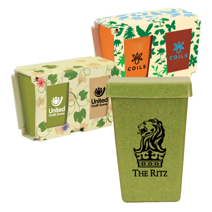 Customized Promo Planters, 2-Pack Planter Sets