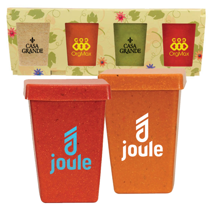 Imprinted Promo Planters, 4-Pack Planter Sets