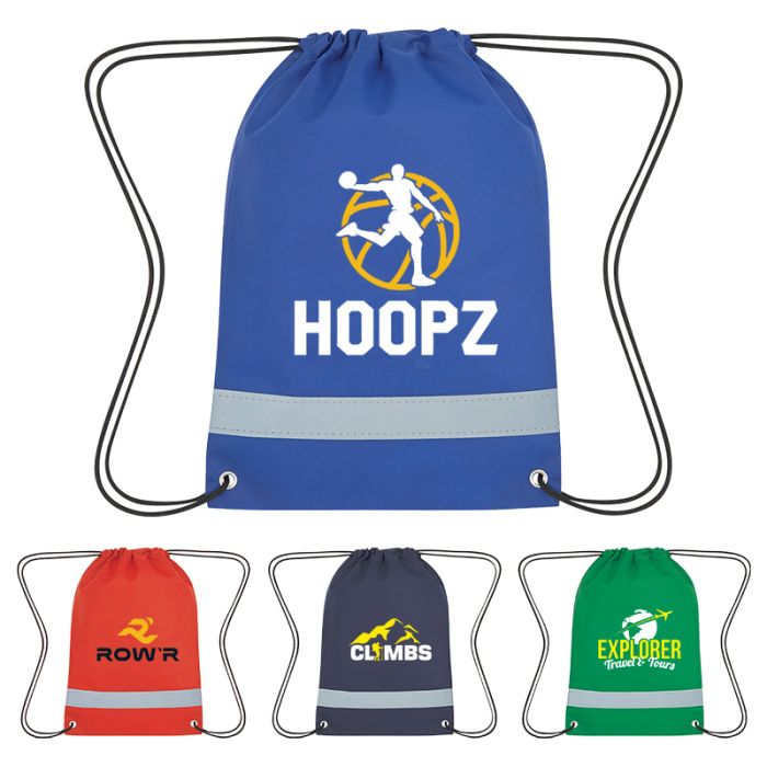 Custom Printed Lil' Bit Reflective Non Woven Drawstring Bags