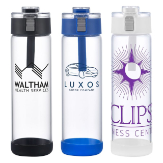 22 Oz Hector Push Button Glass Bottles with Silicone Strap