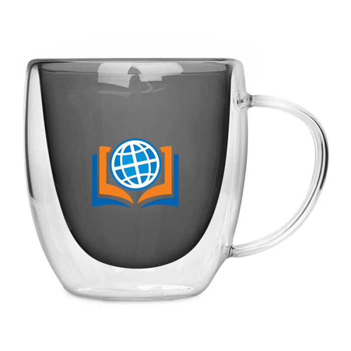 Imprinted 8.5 Oz Double Wall Glass Mugs
