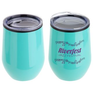 12 Oz Promotional Onyx Stainless Steel Wine Goblets
