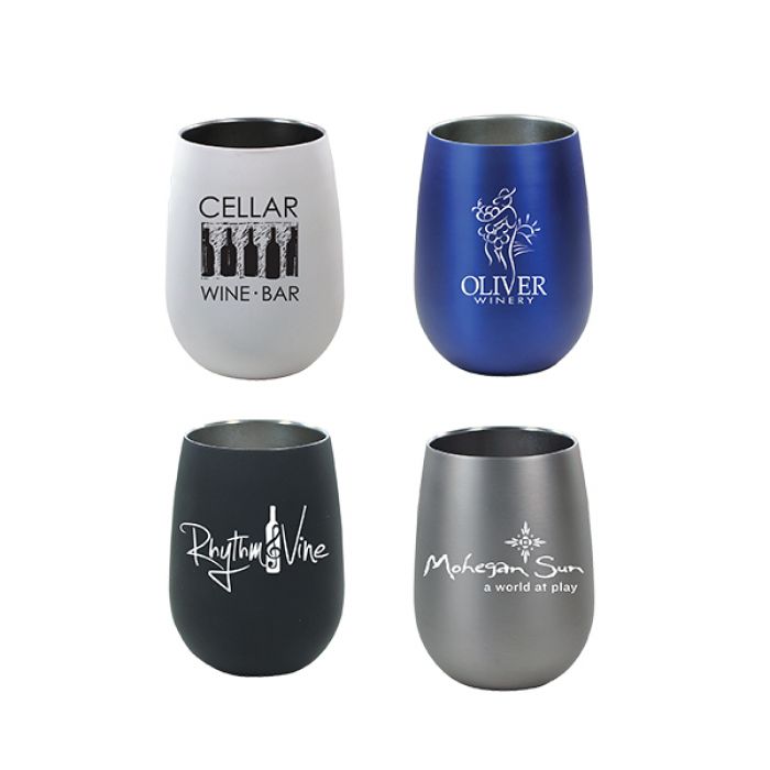 Custom 12 Oz Double Wall Wine Glasses