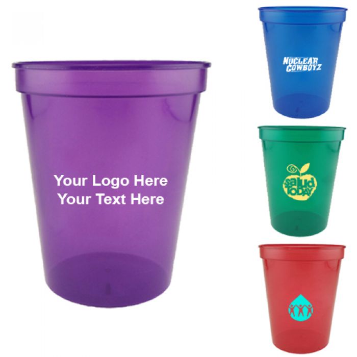 16 Oz Logo Imprinted Smooth Color Translucent Stadium Cups