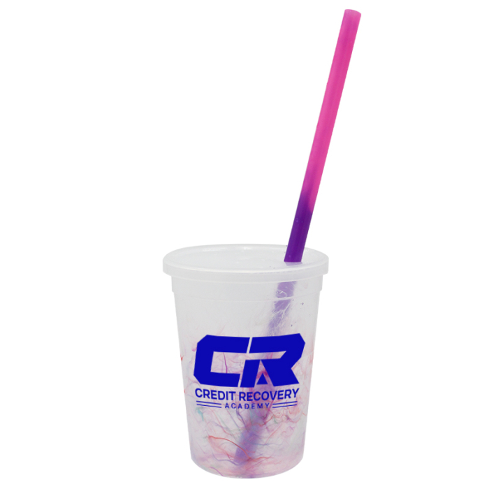 Mood Custom 12 Oz Rainbow Confetti Cup/Straw/Lid Sets