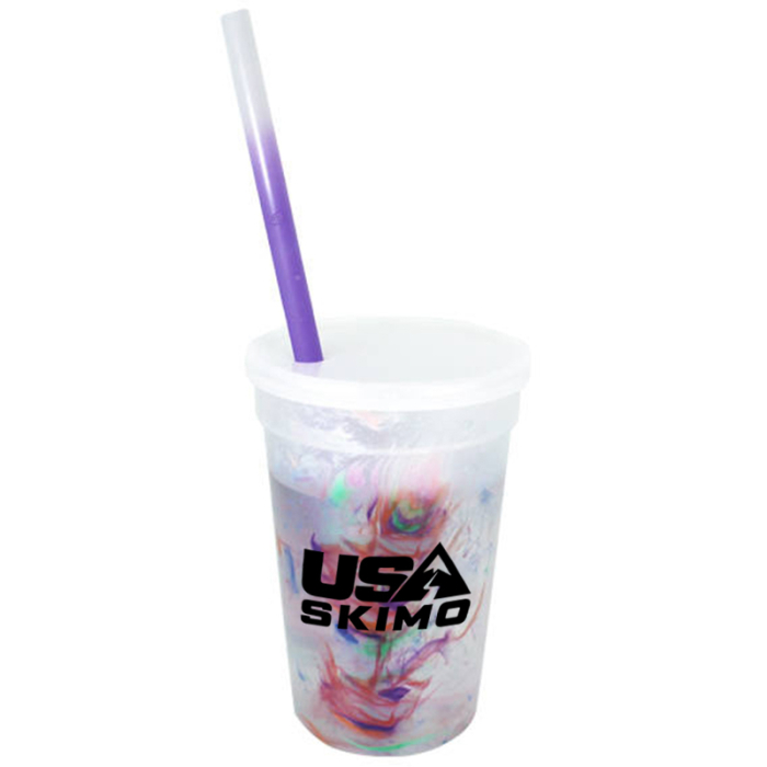 Mood™ Custom 17 Oz Rainbow Confetti Cup/Straw/Lid Sets