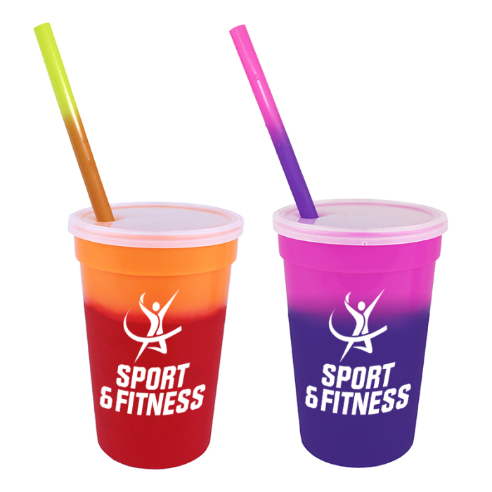 Mood™ Imprinted 17 Oz Stadium Cup/Straw/Lid Sets