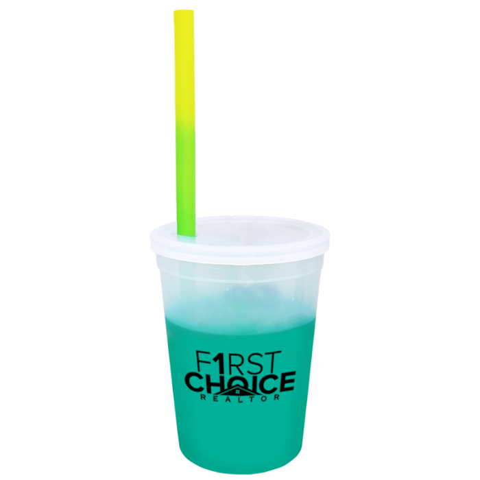 Mood™ Personalized 12 Oz Stadium Cup/Straw/Lid Sets