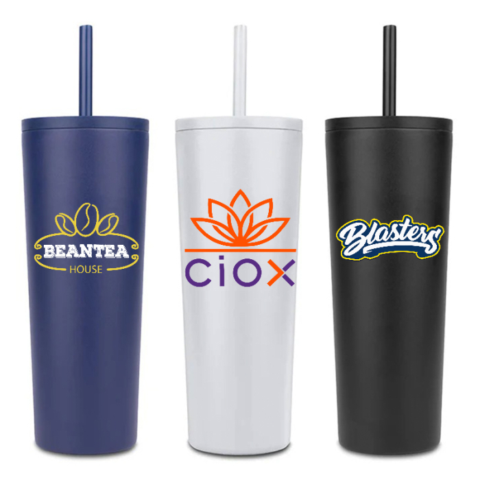 Custom Natick 27 Oz Double Wall Stainless Steel Mug with Straws