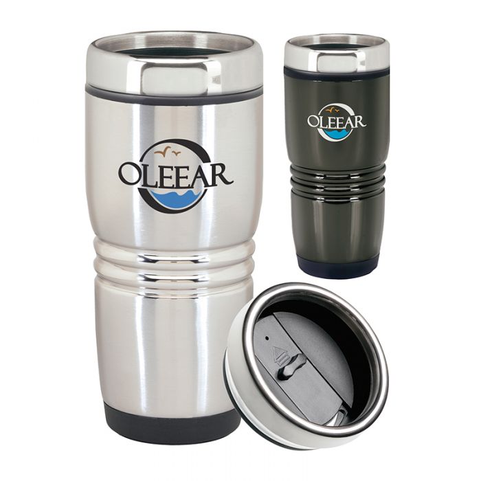 15 Oz Promotional Rolling Ridges Stainless Steel Tumblers