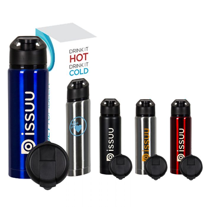 Promotional 18 Oz Duet Vacuum Dual Lid Stainless Tumblers