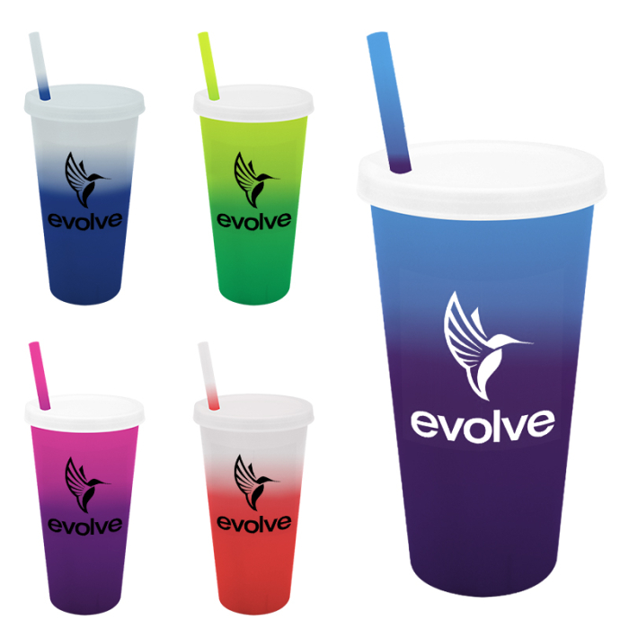 Mood™ Custom Printed 26 Oz Tumblers with Lid and Straws