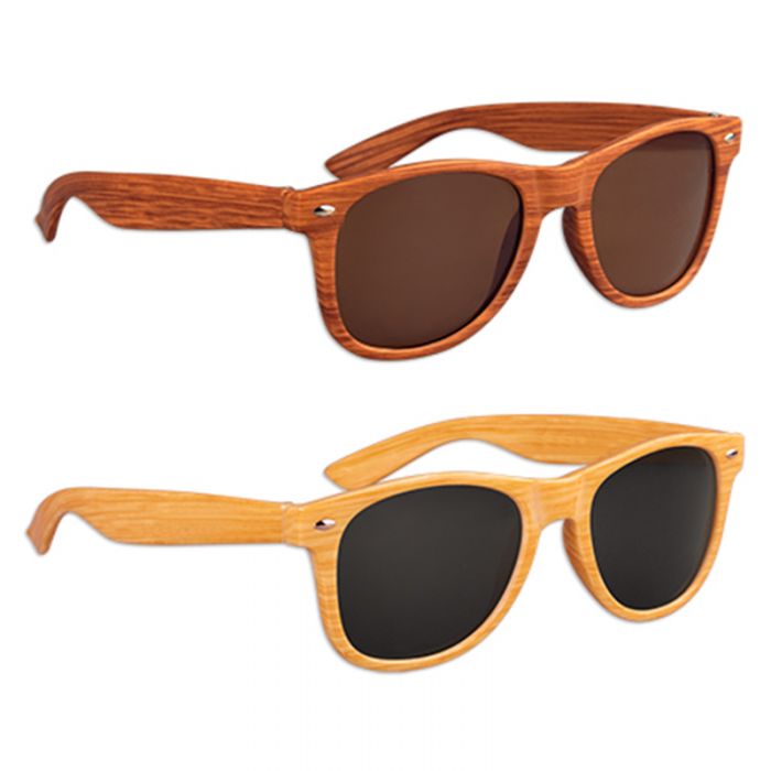 Custom Printed Dark Faux Wood Sunglasses