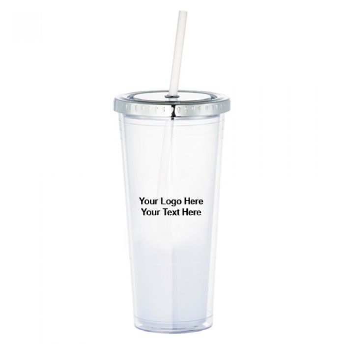 Custom Printed 24 Oz Fade Away Sedici Tumblers with Straws