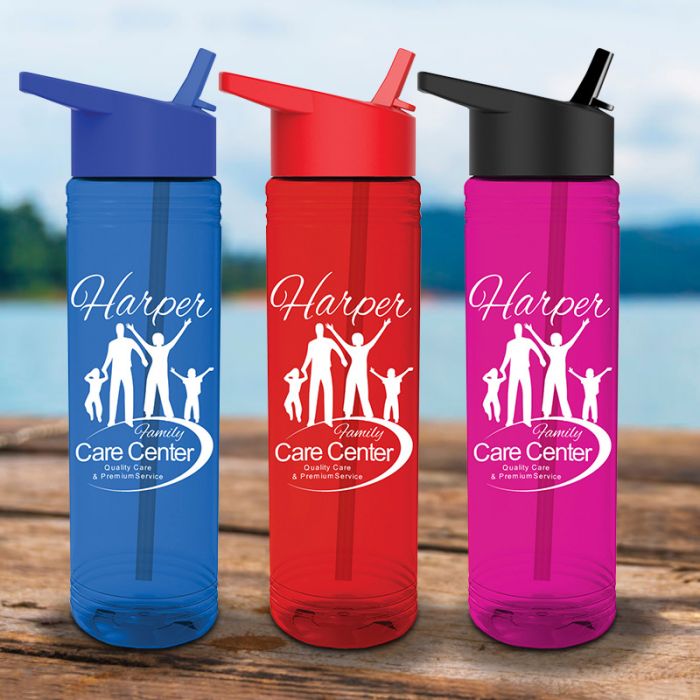 24 oz Slim Fit Water Bottles with Flip Straw