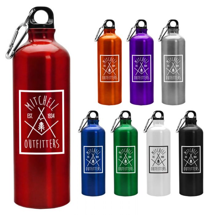 25 Oz Promotional Aluminum Sports Bottles with Carabiner