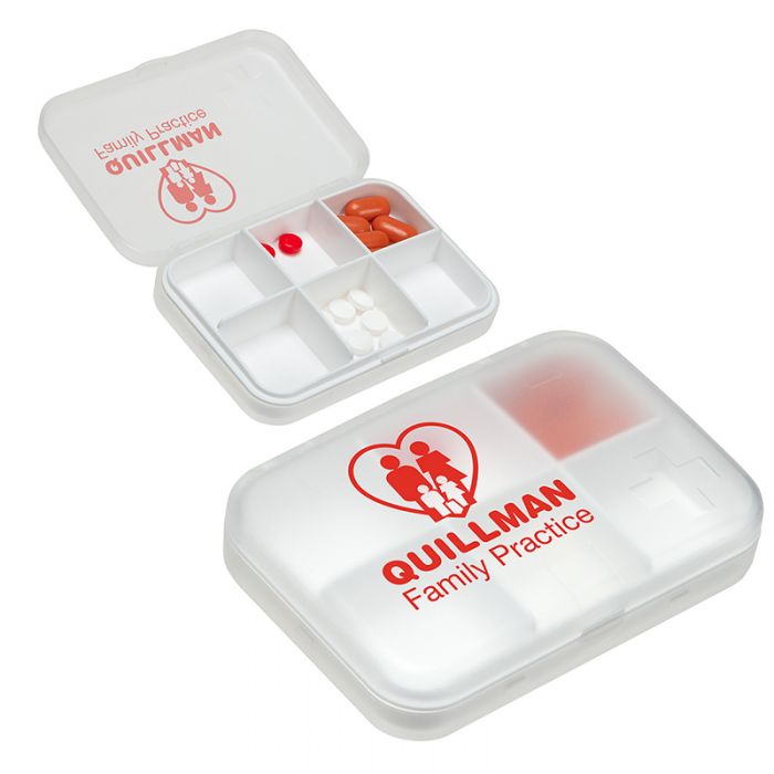 Custom Printed Easy Carry 6 Compartment Pillboxes