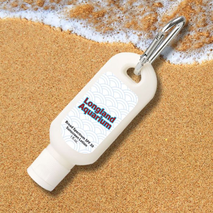 1 Oz Promotional SPF 30 Sunscreen Lotion with Carabiner