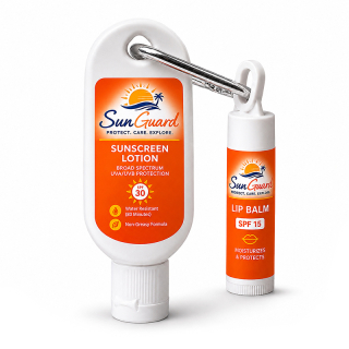 SPF30 Sunscreen Lotions with Carabiner and SPF15... SPF30 Sunscreen Lotions with Carabiner and SPF15...