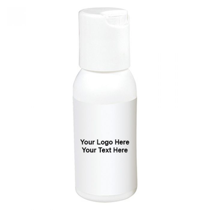 1 Oz Promotional Gel Sanitizer in White Bottle